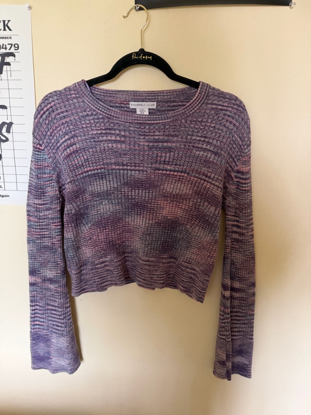Sincerely Jules Purple Pink Marled Long Sleeve Sweater Top